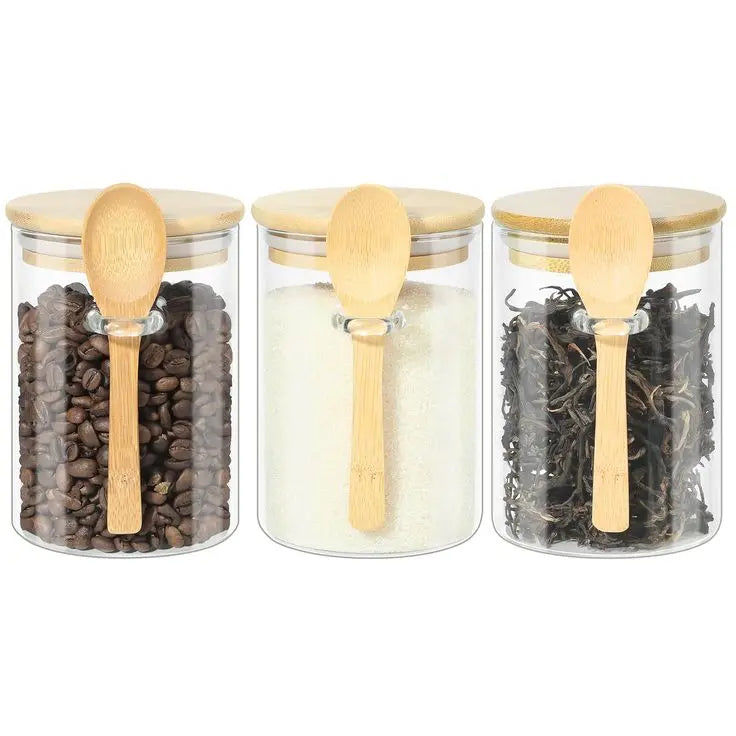 Bocaux En Verre Avec Cuillère En Bois My Store