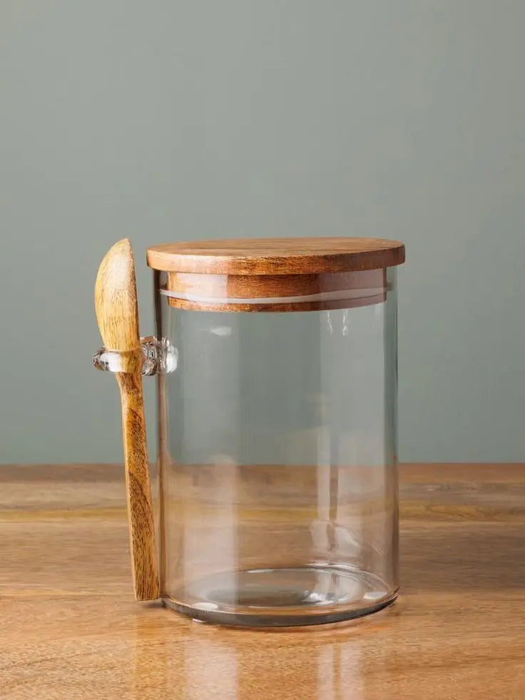 Bocaux En Verre Avec Cuillère En Bois My Store